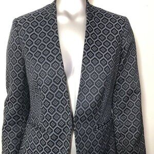 Banana Republic Women's Size 4 Open Front Textured Printed Blazer Drk Gray/Black